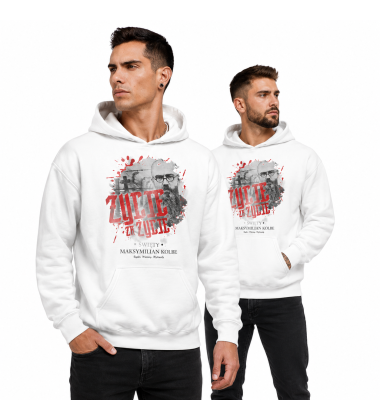 Bluza z kapturem  MAKSYMILIAN KOLBE BIAŁA